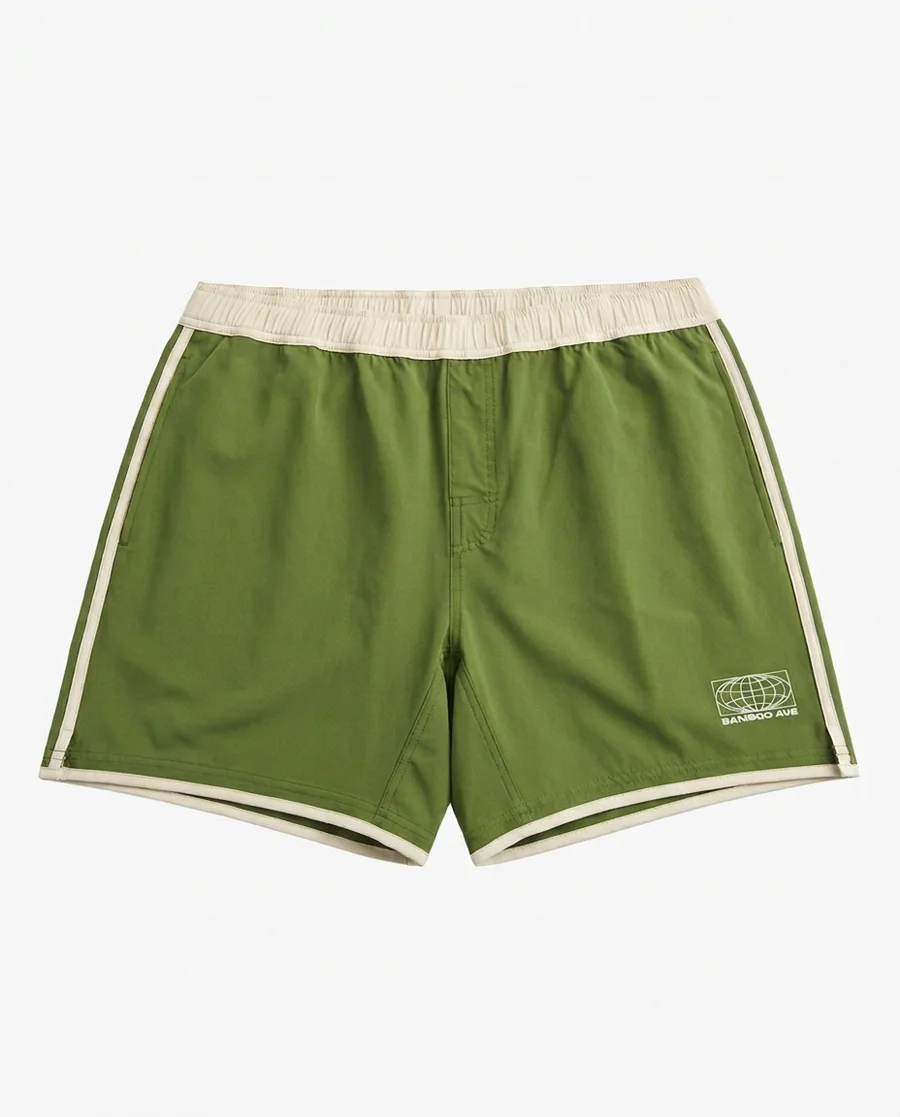 Retro Moss Boundless Shorts with cream trim